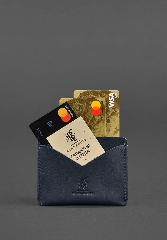 Шкіряна візитниця 5.0 темно-синя