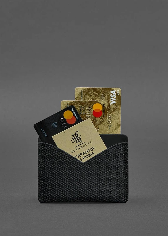 Шкіряна візитниця 5.0 чорна Crazy Horse Карбон