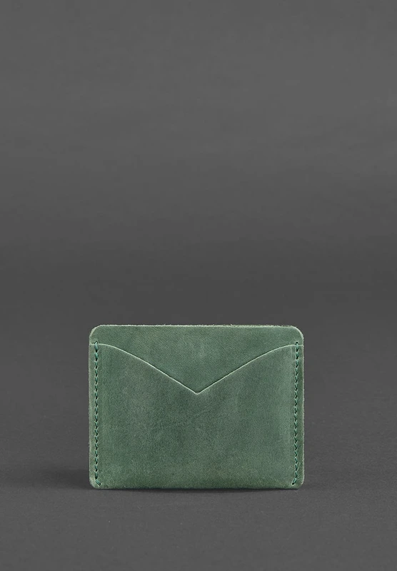 Шкіряна візитниця 5.0 зелена Crazy Horse