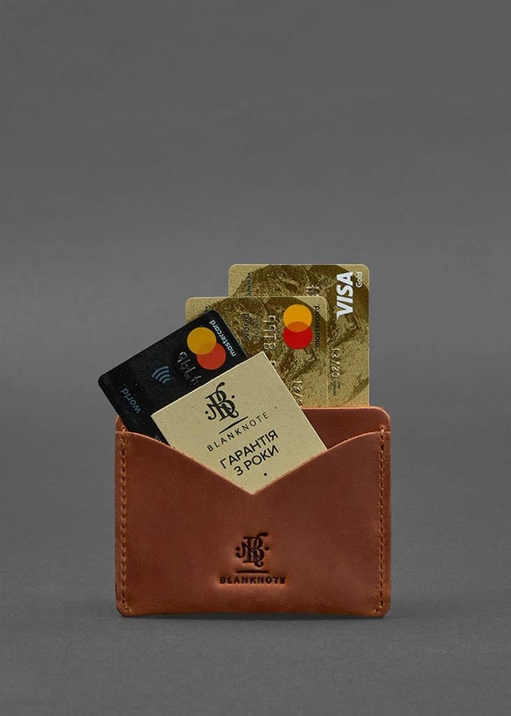 Шкіряна візитниця 5.0 світло-коричнева Crazy Horse