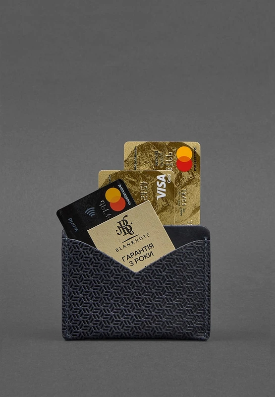 Шкіряна візитниця 5.0 темно-синя Crazy Horse Карбон