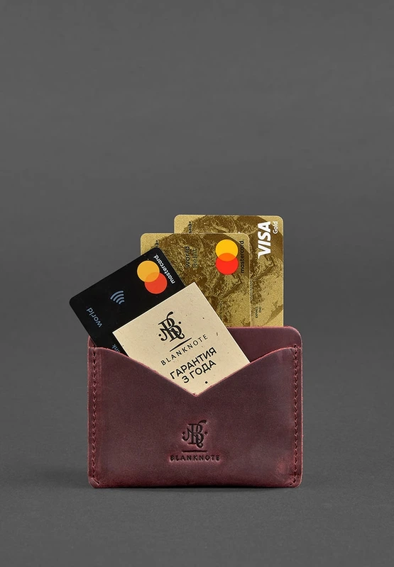 Жіноча шкіряна візитниця 5.0 бордова Crazy Horse