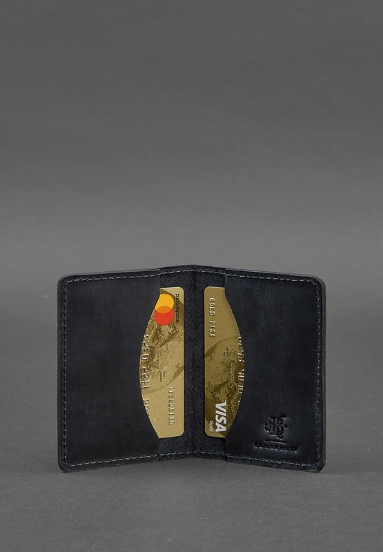 Чоловічий шкіряний кард-кейс (візитниця) 6.0 Карбон синій