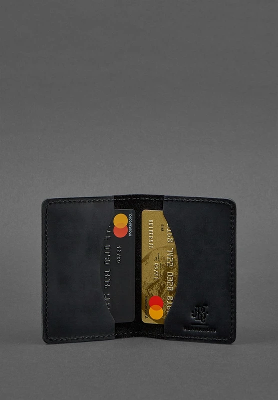 Шкіряний кард-кейс (візитниця) 6.0 чорний Crazy Horse