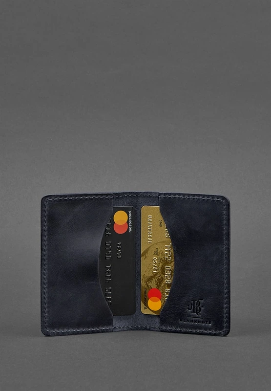 Шкіряний кард-кейс (візитниця) 6.0 синій Crazy Horse