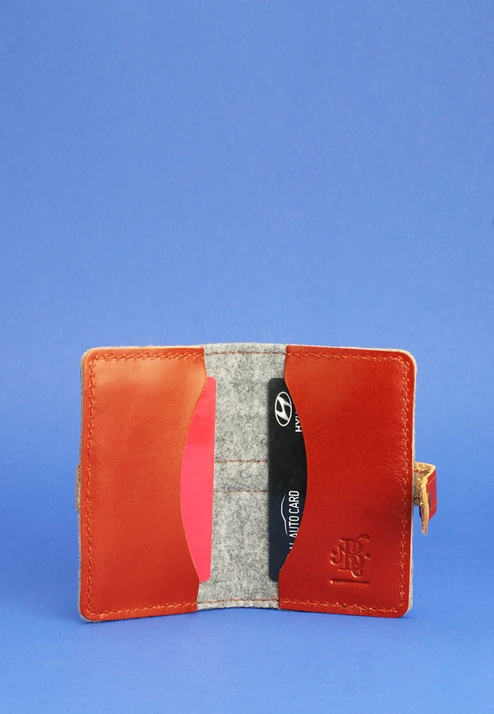 Фетровий кард-кейс (візитниця) 6.1 з шкіряними коричневими вставками