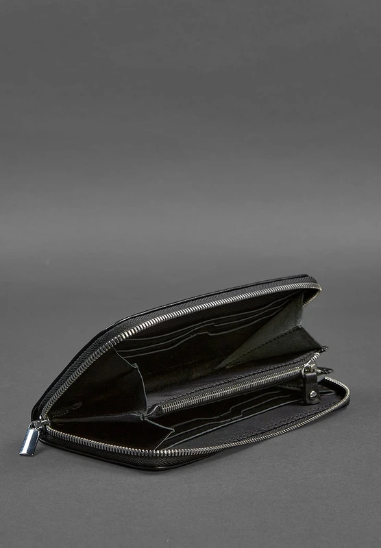 Шкіряне портмоне на блискавці 6.1 Чорне