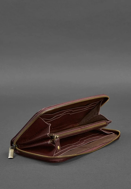 Шкіряне портмоне на блискавці 6.1 Бордове