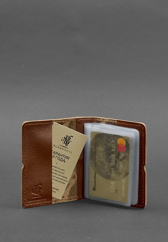 Жіночий шкіряний кард-кейс 7.0 світло-коричневий з пір'ям