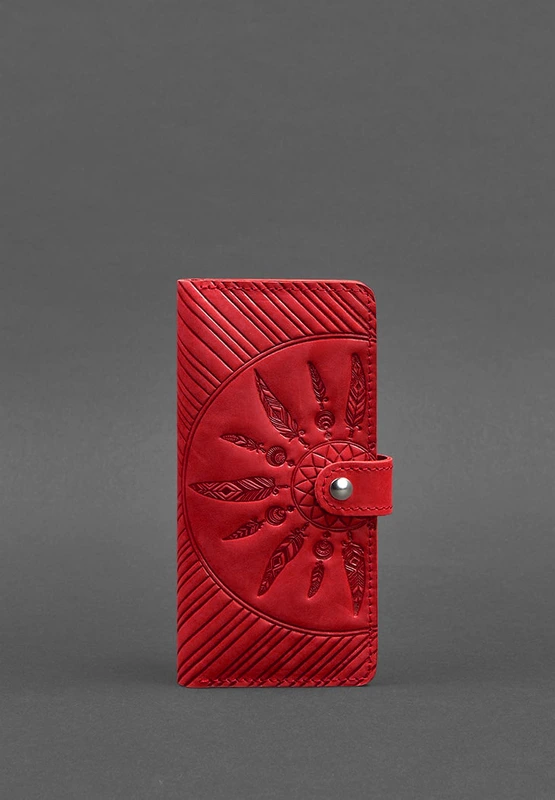 Шкіряне жіноче коралове портмоне 7.0 Інді