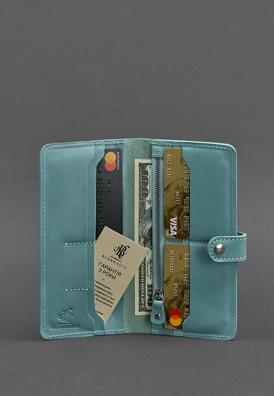 Шкіряне жіноче портмоне 7.0 бірюзове