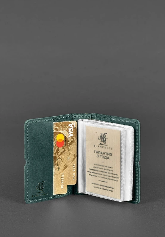 Шкіряний кард-кейс 7.0 зелений Crazy Horse