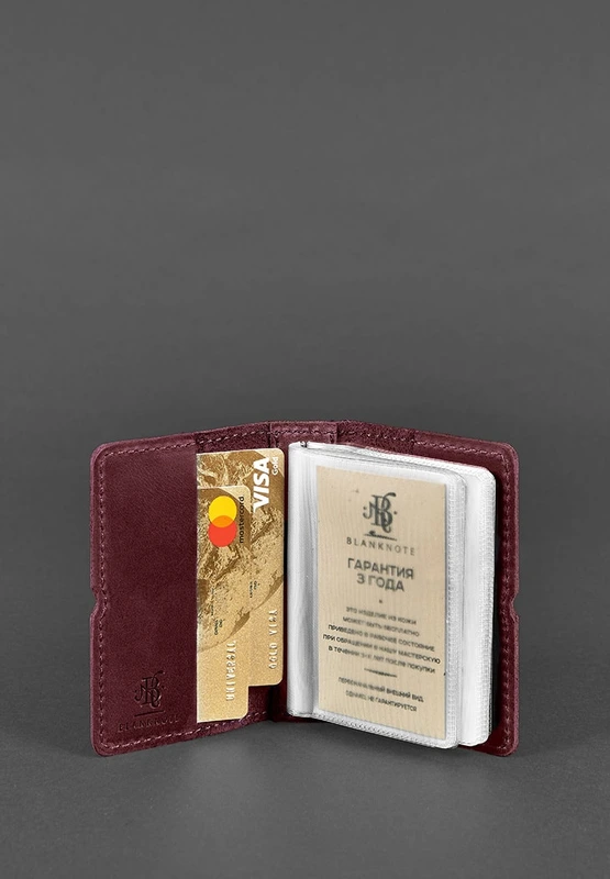 Жіночий шкіряний кард-кейс 7.0 бордовий Crazy Horse