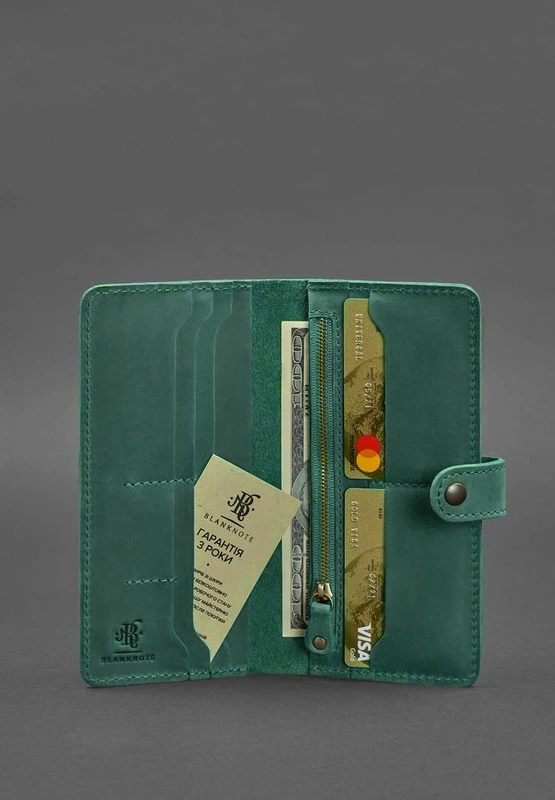 Шкіряне портмоне 7.0 зелений Crazy Horse