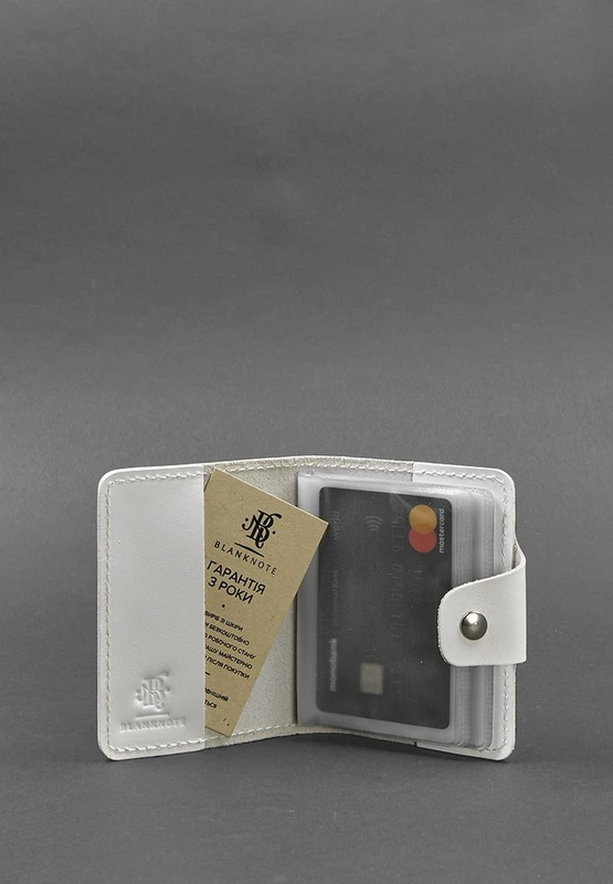 Жіночий шкіряний кард-кейс 7.1 (Книжечка) білий