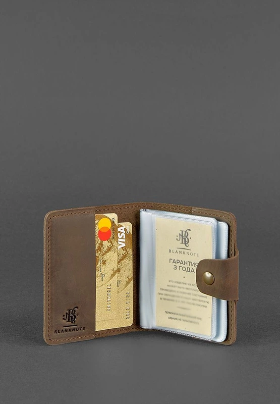 Шкіряний кард-кейс 7.1 (Книжечка) темно-коричневий