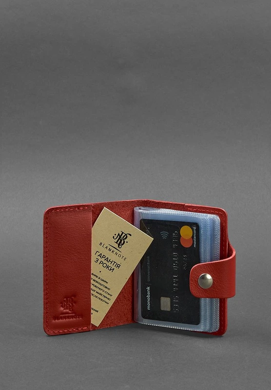 Жіночий шкіряний кард-кейс 7.1 (Книжечка) червоний