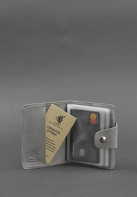 Жіночий шкіряний кард-кейс 7.1 (Книжечка) сірий
