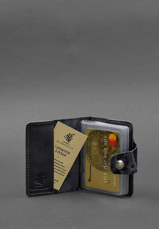 Шкіряний кард-кейс 7.1 (Книжечка) синій з пір'ям Crazy Horse