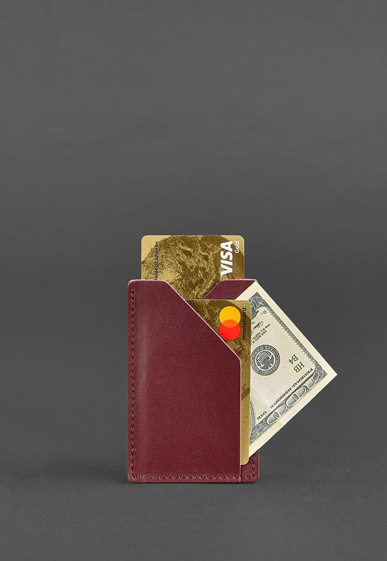 Жіночий шкіряний кард-кейс 8.0 бордовий