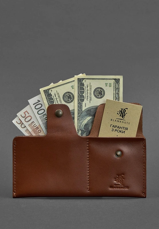 Шкіряне портмоне-купюрник 8.0 світло-коричневе