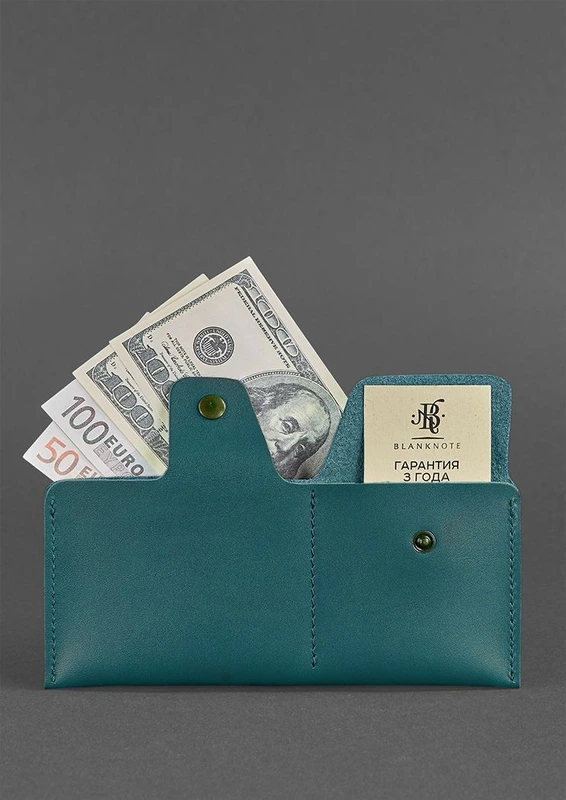 Шкіряне портмоне-купюрник 8.0 зелене