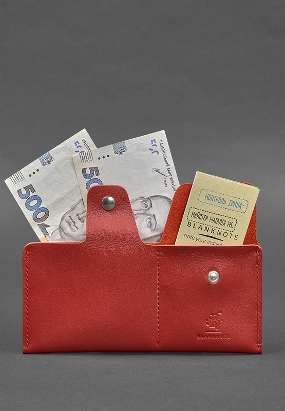 Шкіряне портмоне-купюрник 8.0 червоний краст