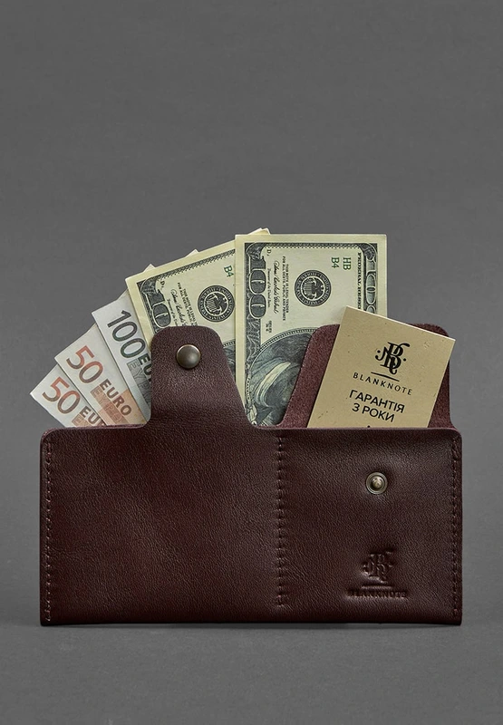 Шкіряне портмоне-купюрник 8.0 бордове