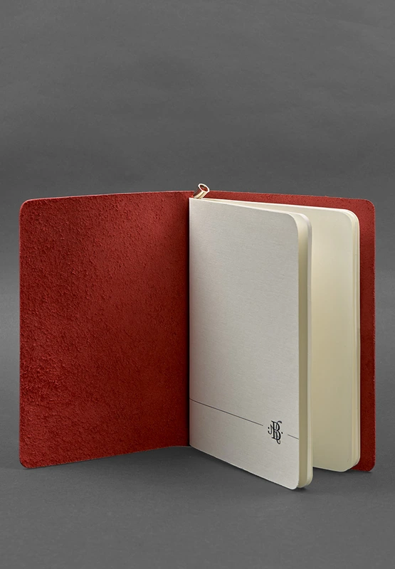 Шкіряний блокнот (софт-бук) 8.0 на гумці червоний краст