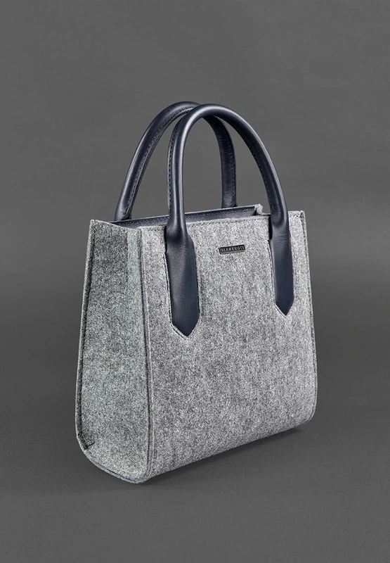 Фетрова жіноча сумка-кроссбоді Blackwood з шкіряними синіми вставками