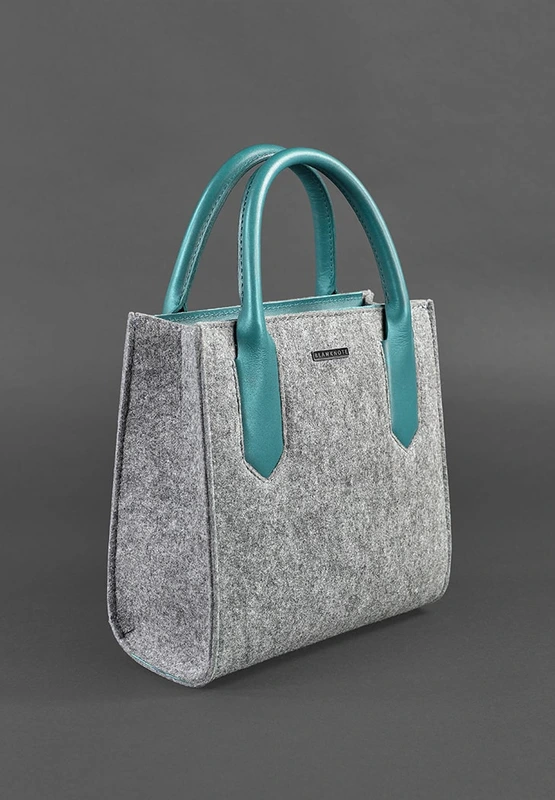 Фетрова жіноча сумка-кроссбоді Blackwood з шкіряними бірюзовими вставками