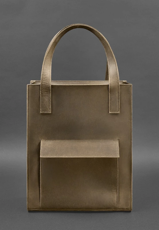 Шкіряна жіноча сумка шоппер Бетсі з кишенею темно-коричнева