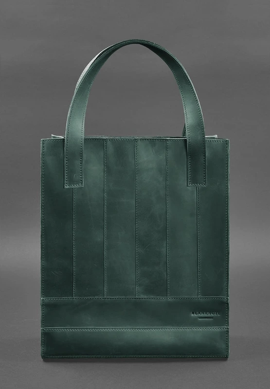 Шкіряна жіноча сумка шоппер Бетсі зелена