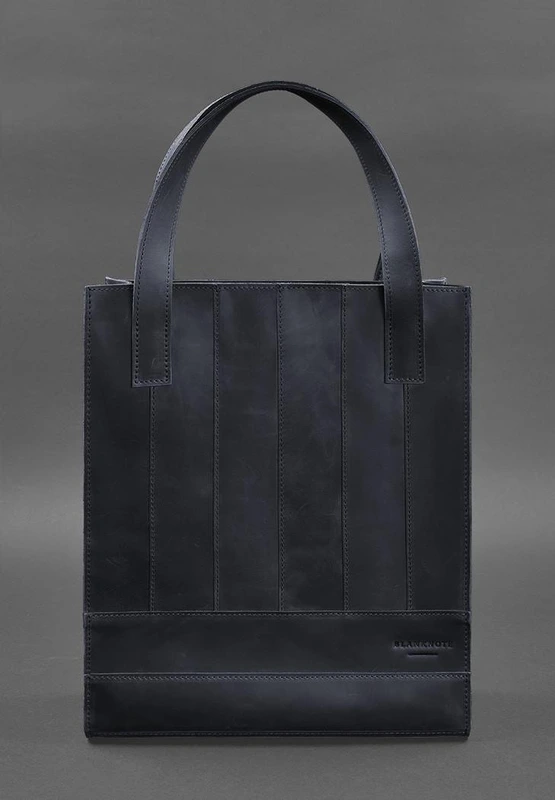 Шкіряна жіноча сумка шоппер Бетсі синя