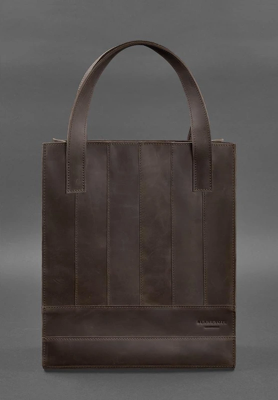 Шкіряна жіноча сумка шоппер Бетсі темно-коричнева