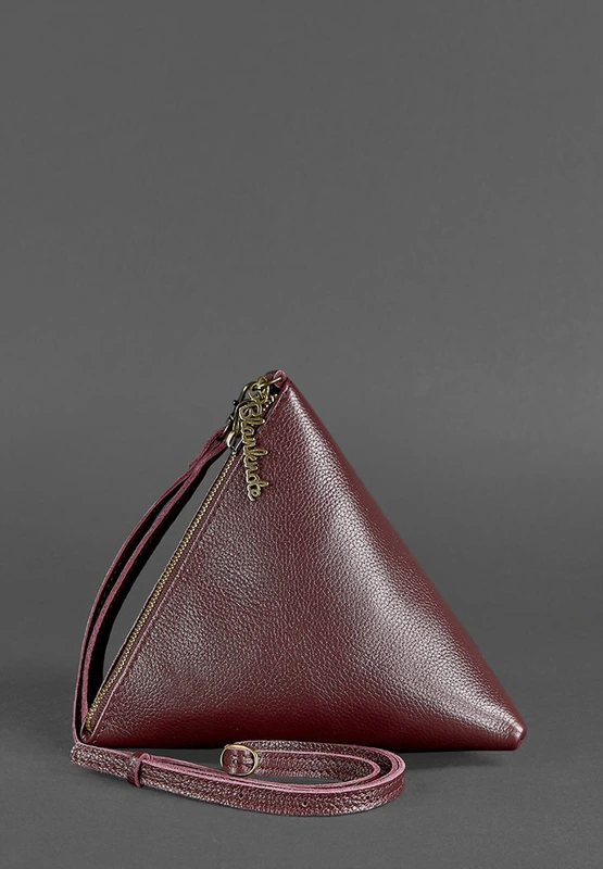 Шкіряна жіноча сумка-косметичка Піраміда Марсала