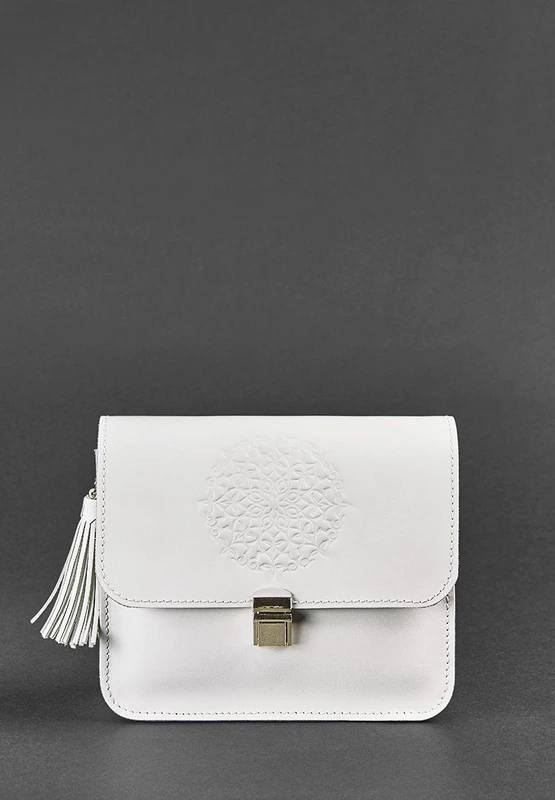 Шкіряна жіноча бохо-сумка Лілу біла