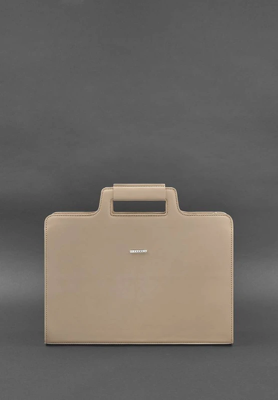 Жіноча шкіряна сумка для ноутбука і документів світло-бежева