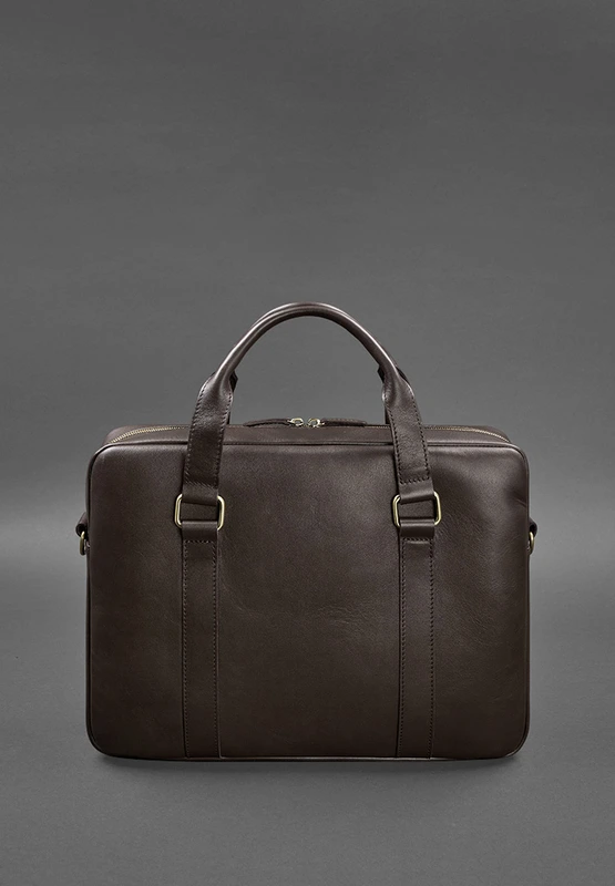 Шкіряна сумка для ноутбука та документів темно-коричнева