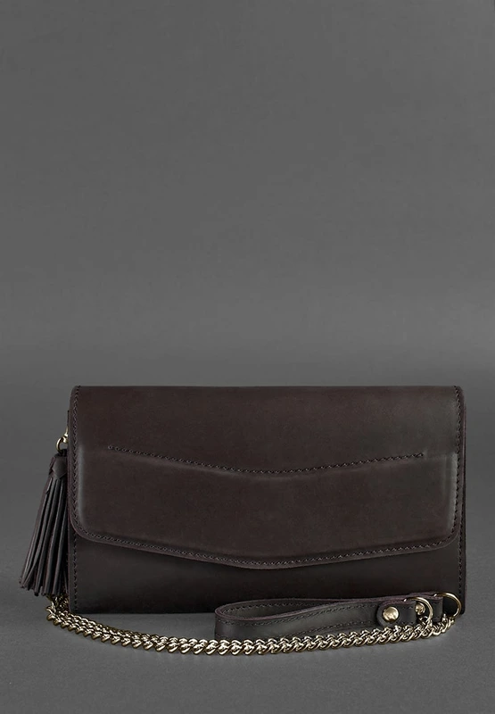 Жіноча шкіряна сумка Еліс темно-коричнева Краст