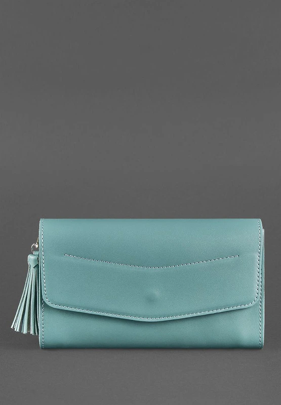 Шкіряна жіноча сумка Еліс бірюзова