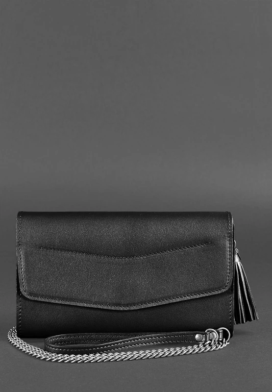 Жіноча шкіряна сумка Еліс вугільно-чорна