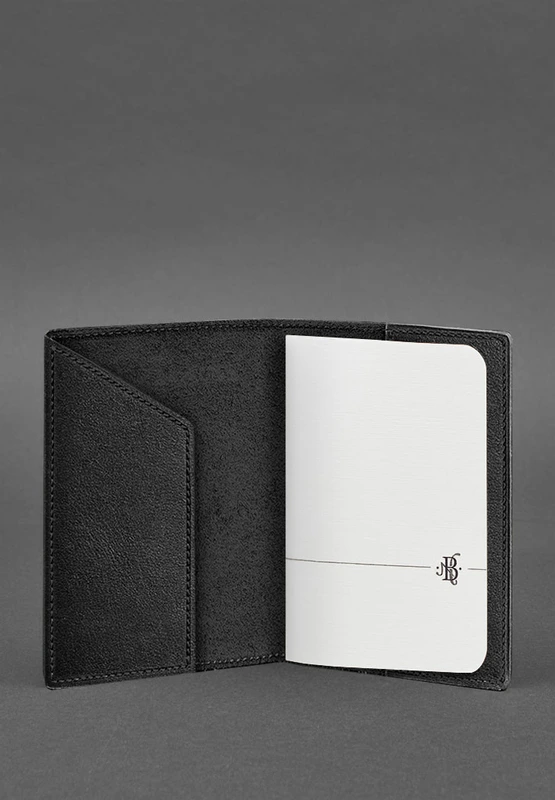 Шкіряна обкладинка для паспорта з мапою України чорний краст