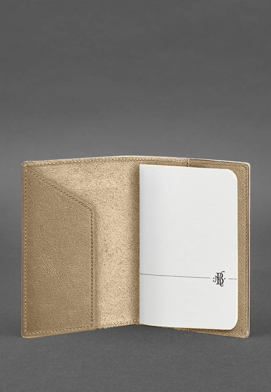 Шкіряна обкладинка для паспорта з мапою України світло-бежева