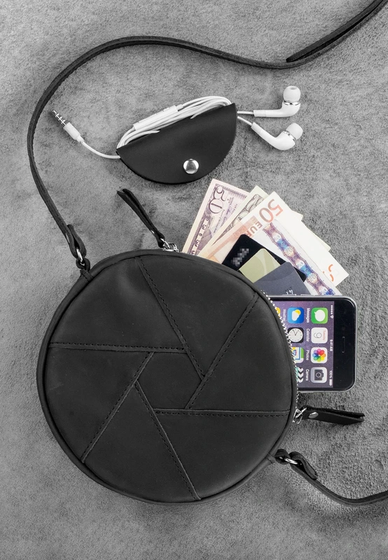 Жіноча шкіряна сумка Бон-Бон чорна Crazy Horse