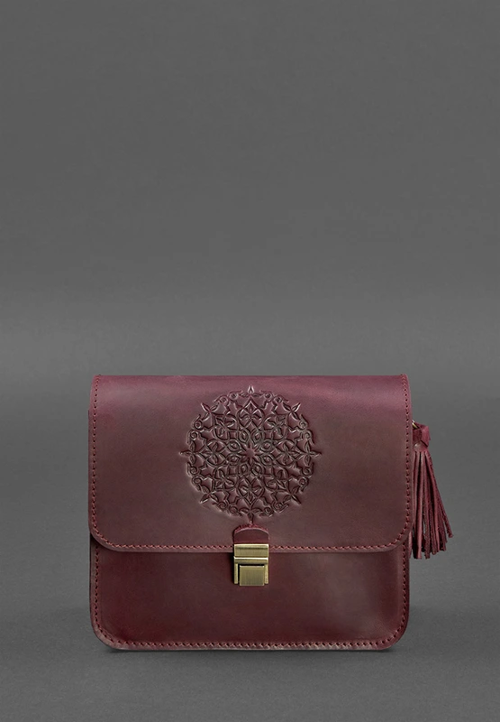 Шкіряна жіноча бохо-сумка Лілу бордова Crazy Horse