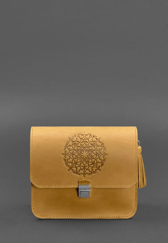 Шкіряна жіноча бохо-сумка Лілу жовта Crazy Horse