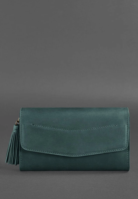 Шкіряна жіноча сумка Еліс зелена crazy horse