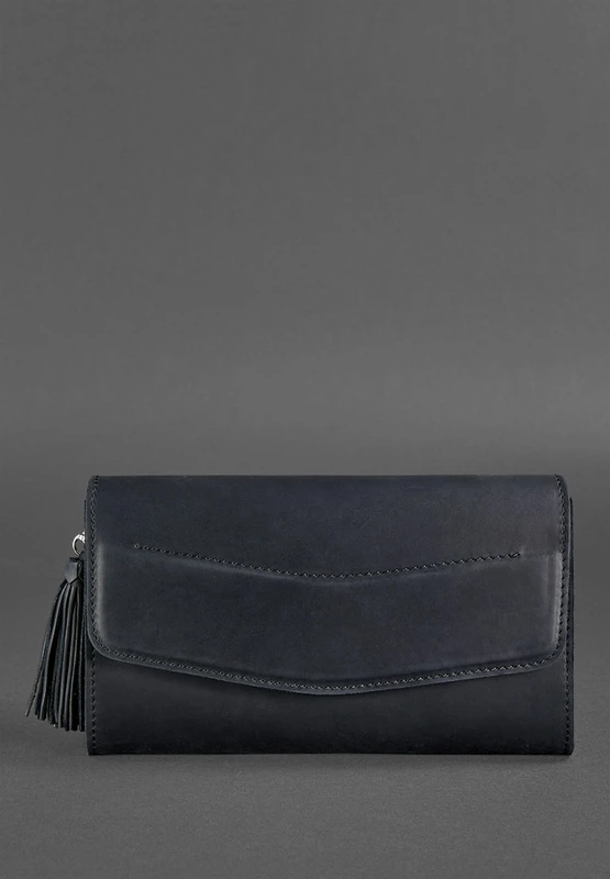 Шкіряна жіноча сумка Еліс синя crazy horse