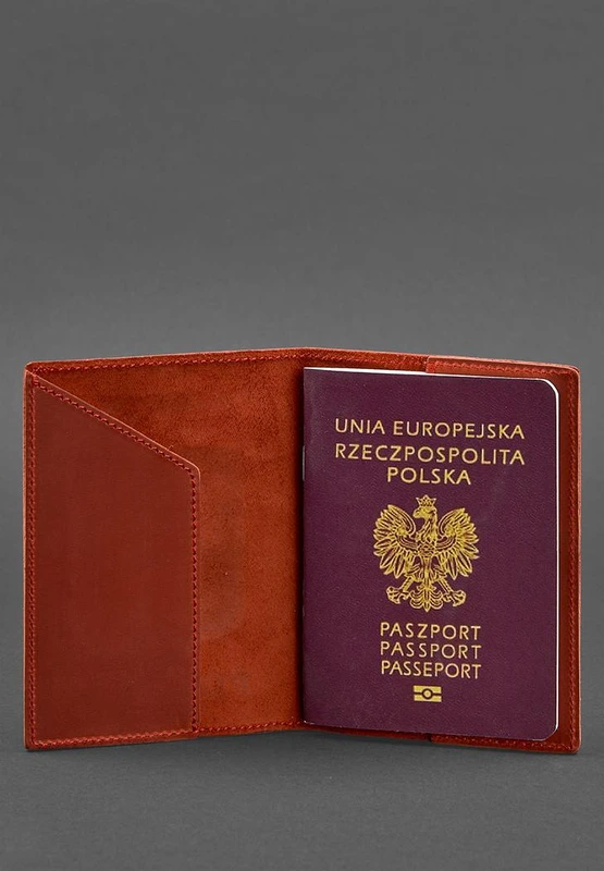 Шкіряна обкладинка для паспорта з польським гербом корал Crazy Horse